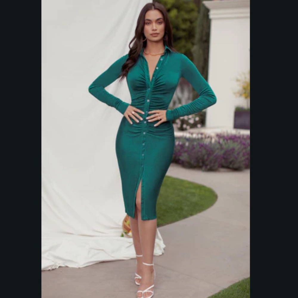 Club L London Green Shimmer Dress